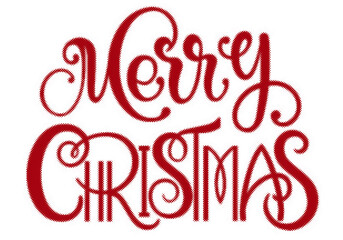 Decorative red handlettered merry christmas typography design on transparent background transparent background © AbstractZone