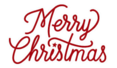 Merry Christmas calligraphy lettering design with red halftone dot texture pattern transparent background © AbstractZone