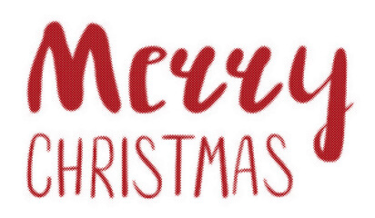 Merry Christmas festive greeting typography with halftone red dotted texture effect transparent background © AbstractZone