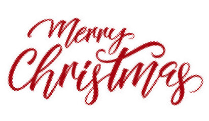 Merry Christmas festive red lettering design with a modern halftone dot pattern style transparent background © AbstractZone