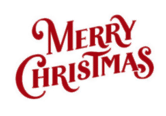 Merry Christmas festive red typography design with halftone dot pattern effect transparent background © AbstractZone