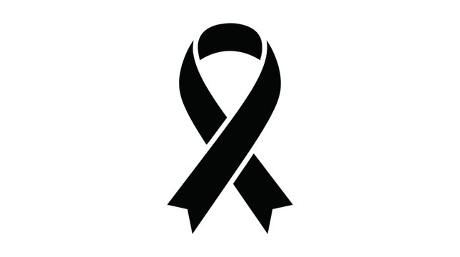 Vector illustration of black awareness ribbon icon on a transparent background