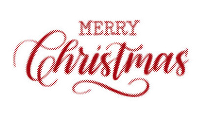 Merry Christmas typography design with red halftone dots on a white background transparent background © AbstractZone