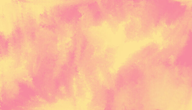 Warm pastel watercolor cloud texture blending soft pink and peach yellow tones, tie-dye background
