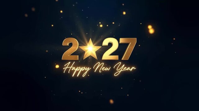 Happy New Year 2027 Golden Celebration Background with Sparkles