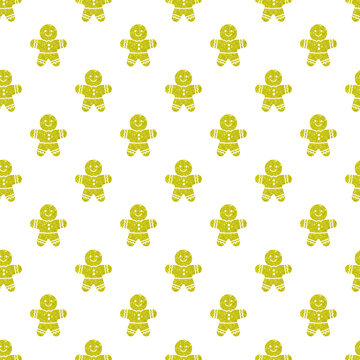 Golden Gingerbread Cookie Seamless Pattern