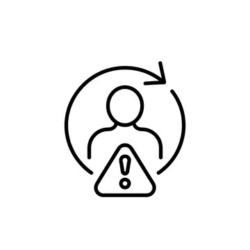 User account warning icon with refresh arrow