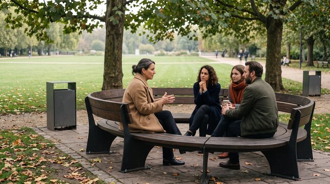 Outdoor chair leads a serious bench discussion
