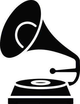 Black silhouette icon of a vintage gramophone