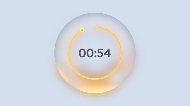 Focus management circular countdown animation. Orange ambient colored breathing exercises animated timer progress indicator for light theme. Modern UI. Loading state. HD video with alpha channel