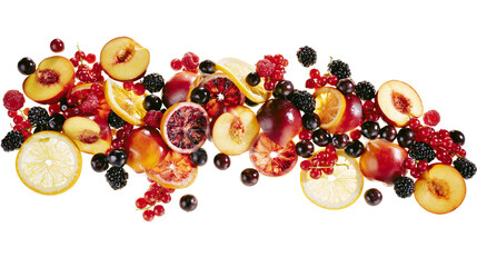 Isolated colorful collection of fresh summer fruits and berries, healthy and natural © David