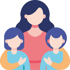 Fototapeta premium Happy mother hugging her two children Vector
