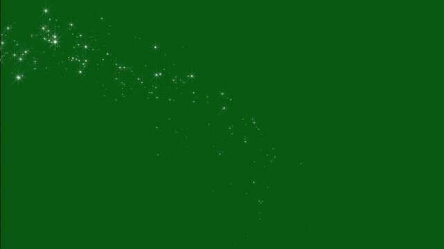 Glowing sparkle stars line animation,stars line effect on green screen,twinkling glowing particles,shimmering transition overlay, lchroma key mosion 4k, star path