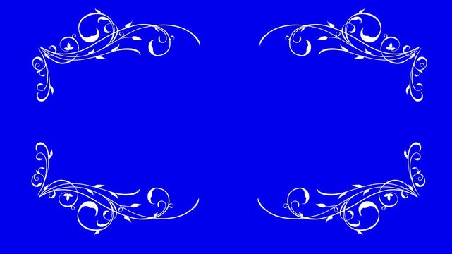 four Flourish Design all corner Elegant for Graphic Projects. plant related ornaments on transparent background. Animation for Wedding Invite. Design