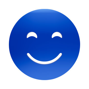 Blue smiling face emoji icon representing happiness joy and positive emotion for digital communication and user interface interaction isolated on a transparent background