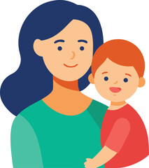 Fototapeta premium Happy mother holding her small baby son illustration Vector