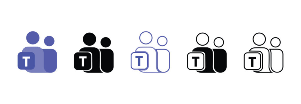 Microsoft Teams Logo and Communication App Icon Vector Set