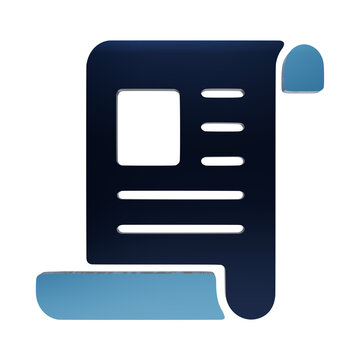 Document file icon with text lines representing digital reports and business records for web interface and data management systems isolated on a transparent background
