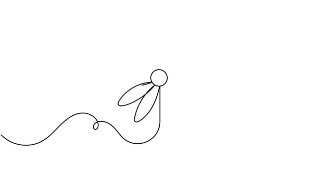 Animated daisy flower icon sign continuous one line drawing moving on white background minimalist single art collection of botanical wildflower floral symbol animation