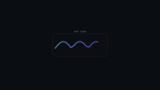 Digital sine wave graphs monitoring data on black background