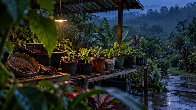 Tropical Garden Plants Under Shelter