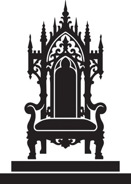 Ornate gothic throne isolated on a white background representing power and majesty