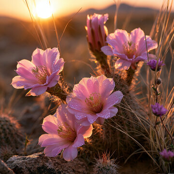 pink flowers in the wind