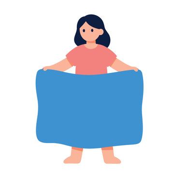 A stylized illustration of a person holding a blank blue banner in front of them
