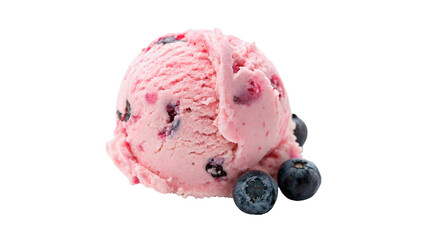 Delicious scoop of berry ice cream with fresh blueberries isolated on transparent background © Harry