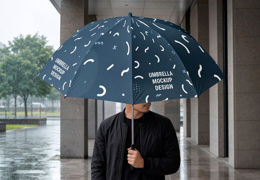 Umbrella Rainy Walkway Mockup