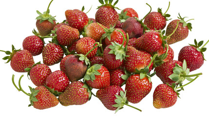 Isolated group of fresh ripe red strawberries, natural organic healthy sweet berry fruit pile © Gabriel