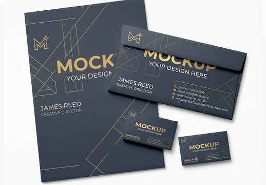 Layered Letterhead Envelope Cards Mockup