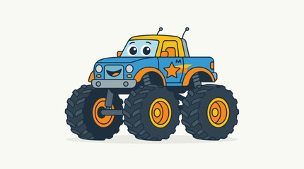 Fototapeta premium Cute Monster Truck Cartoon Illustration for Kids at KFA Pro Event