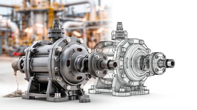 Industrial Pump Assembly: Detailed View of Components and Connections
