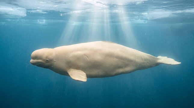 Beluga Whale in Natural Arctic Ocean Habitat