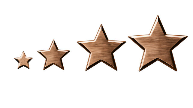 Isolated C (462) text with four bronze metallic star rating symbols in ascending size