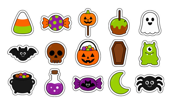 Cute Halloween Spooky Candy and Character Illustration Collection