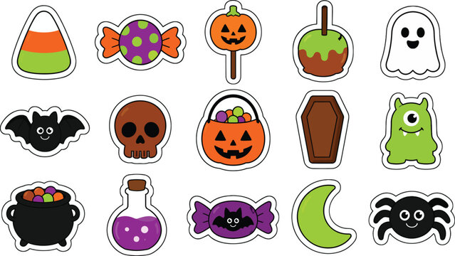 Cute Halloween Spooky Candy and Character Illustration Collection