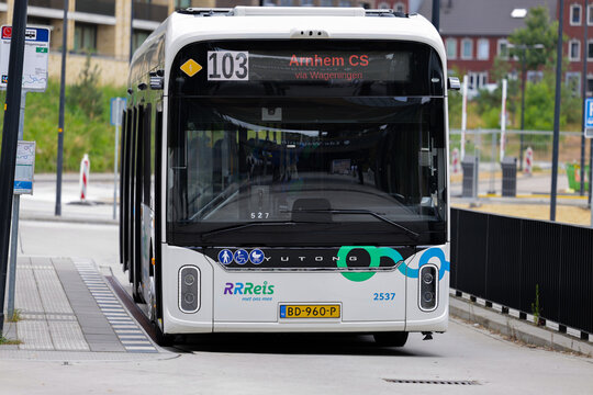 Yutong bus on rrreis livery runned by Transdev in Ede