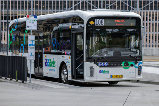 Yutong bus on rrreis livery runned by Transdev in Ede