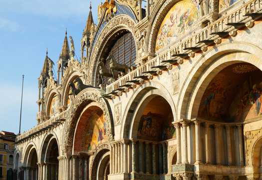 Venice, Italy, Facade. paintings and details of the Dome San Marco