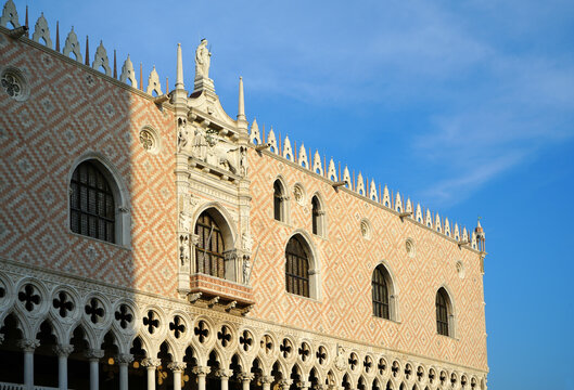 Venice, Italy, facade and architecture of the Doges Palace