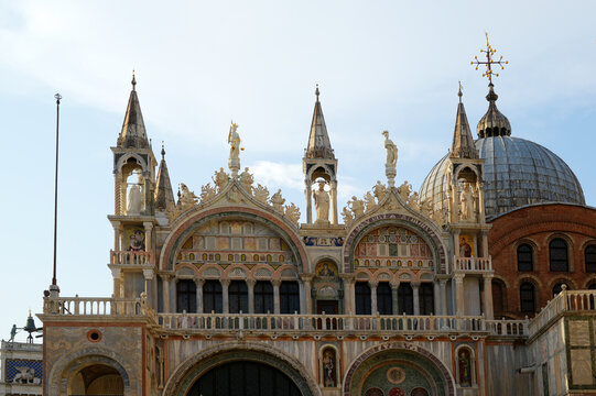 Venice, Italy Basilica San Marco portal, facade, towers and detail