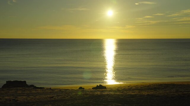 Sunrise Timelapse Over Atlantic Ocean Beach in Stuart, Florida &mdash; Calm Morning Seascape Video with Sun Reflection