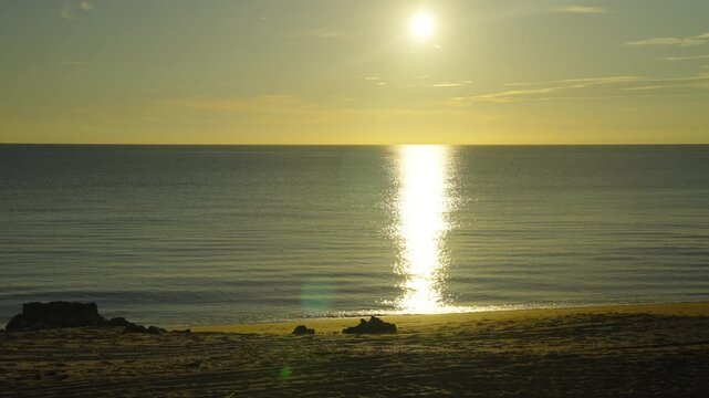 Sunrise Timelapse Over Atlantic Ocean Beach in Stuart, Florida &mdash; Calm Morning Seascape Video with Sun Reflection