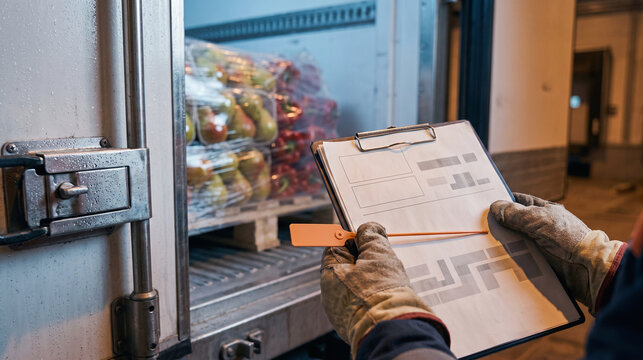 Gloved dock team checks cargo seal against import paperwork