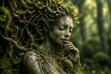 Fototapeta premium Mystical representation of mythology showing harmony between spirit and nature.