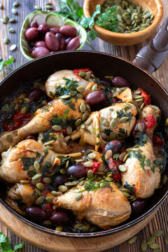 Chicken with Olives and Pumpkin Seeds.