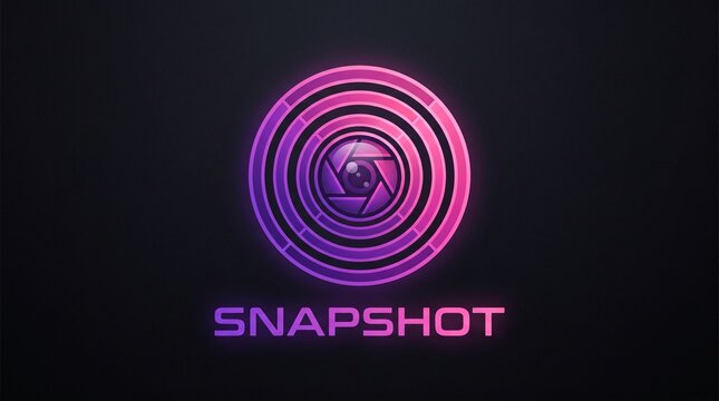 Camera lens icon with concentric rings and gradient purple coloring