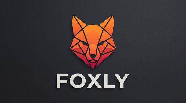 Geometric fox head illustration with gradient coloring and sharp angles